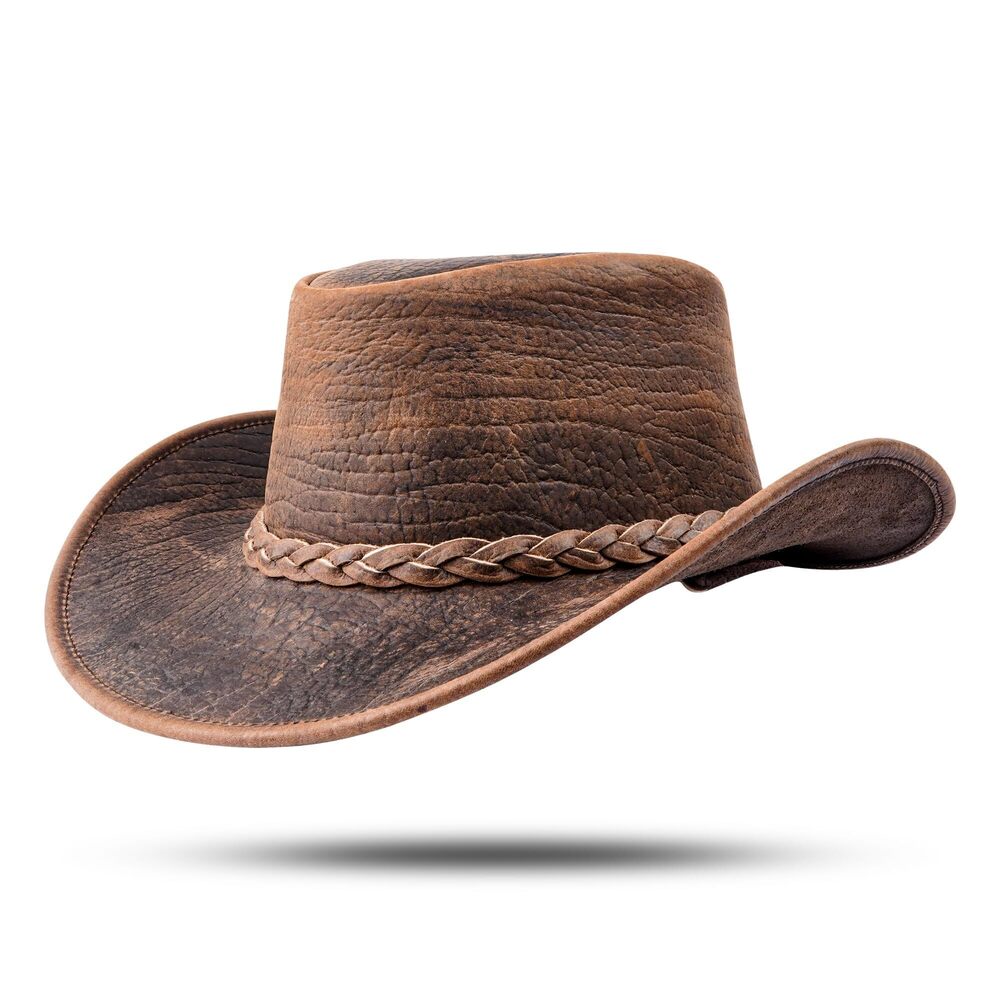 6959 Elephant Skin Themed Australian Style Leather Cowboy hat Shapeable